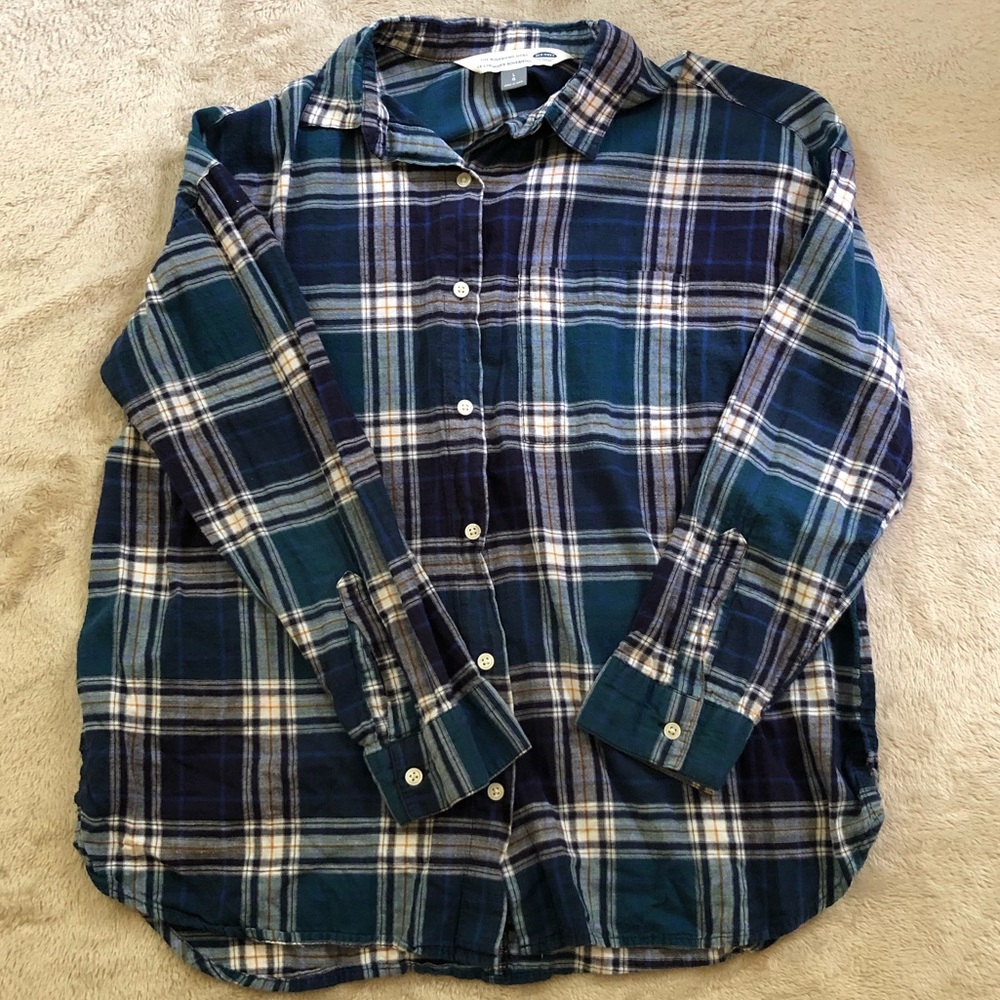 Old Navy, Blue and Green Plaid Button Down
